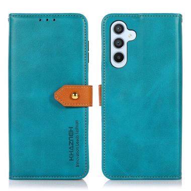 Peňaženkové kožené puzdro KHAZNEH Dual-color na Samsung Galaxy A25 5G - Modrá