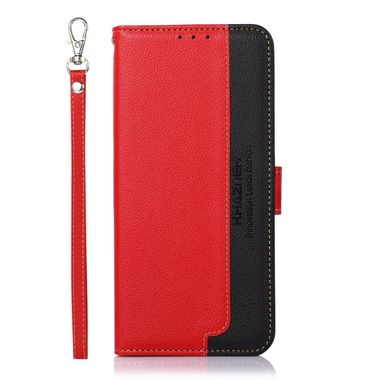 Peňaženkové kožené puzdro KHAZNEH Litchi na Moto G31/G41 - Červená
