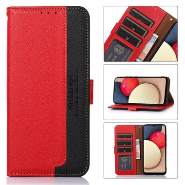 Peňaženkové kožené puzdro KHAZNEH Litchi na Motorola Moto G34 G5 - Červená