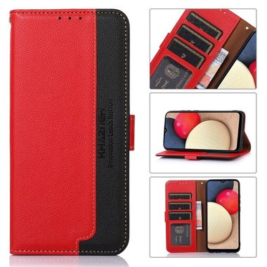 Peňaženkové kožené puzdro KHAZNEH Litchi na Xiaomi Redmi Note 13 4G - Červená