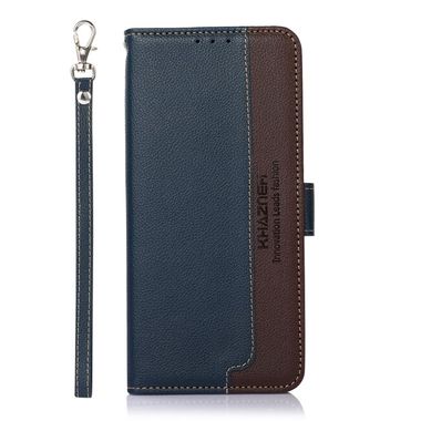Peňaženkové kožené puzdro KHAZNEH Litchi Texture na Moto G54 5G / G54 5G Power Edition - Modrá