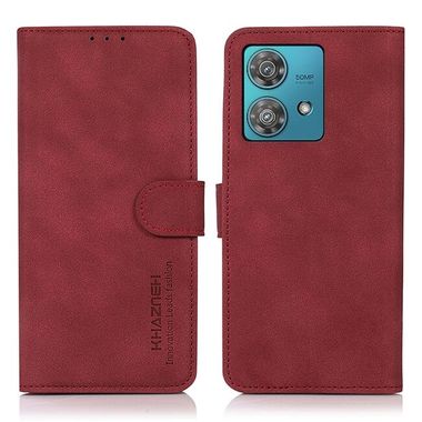 Peňaženkové kožené puzdro KHAZNEH Matte na Motorola Edge 40 Neo - Červená
