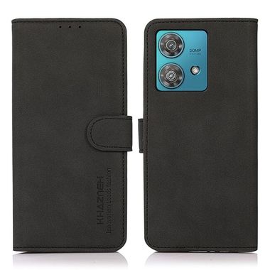 Peňaženkové kožené puzdro KHAZNEH Matte na Motorola Edge 40 Neo - Čierna