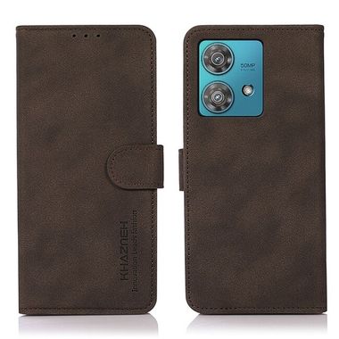 Peňaženkové kožené puzdro KHAZNEH Matte na Motorola Edge 40 Neo - Hnedá