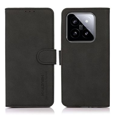Peňaženkové kožené puzdro KHAZNEH Matte na Xiaomi 14 Pro - Čierna