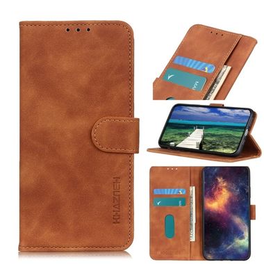 Peňaženkové kožené puzdro KHAZNEH na iPhone 15 - Hnedá