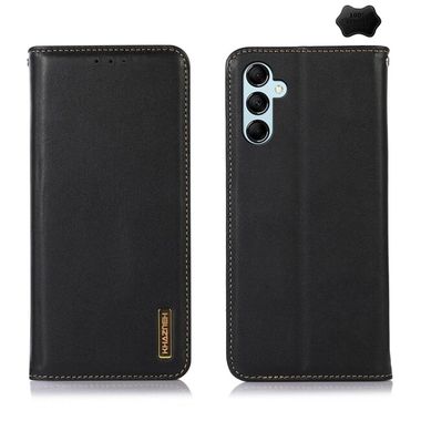 Peňaženkové kožené puzdro KHAZNEH Nappa na Galaxy A55 5G - Čierna