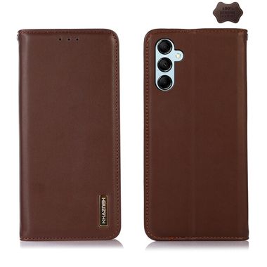 Peňaženkové kožené puzdro KHAZNEH Nappa na Galaxy A55 5G - Hnedá