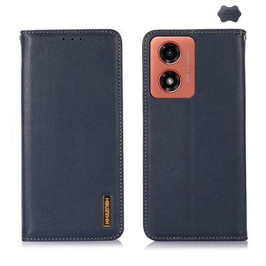 Peňaženkové kožené puzdro KHAZNEH Nappa na Motorola Moto G04/ G24 - Modrá