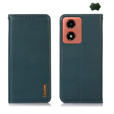 Peňaženkové kožené puzdro KHAZNEH Nappa na Motorola Moto G04/ G24 - Zelená