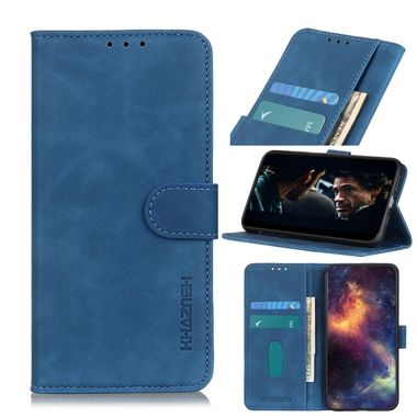 Peňaženkové kožené puzdro KHAZNEH RETRO na Motorola Moto G100 - Modrá