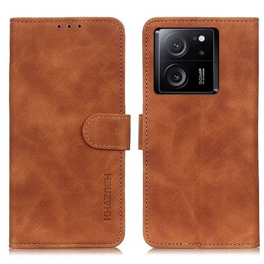 Peňaženkové kožené puzdro KHAZNEH Retro na Xiaomi 13T / 13T Pro - Hnedá