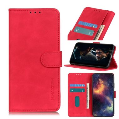 Peňaženkové kožené puzdro KHAZNEH Retro na Xiaomi Redmi Note 10/10S - Červená