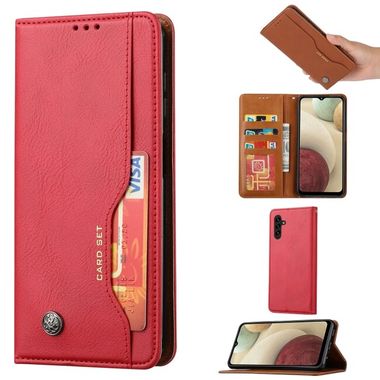 Peňaženkové kožené puzdro KNEAD na Samsung Galaxy A34 5G – Červená