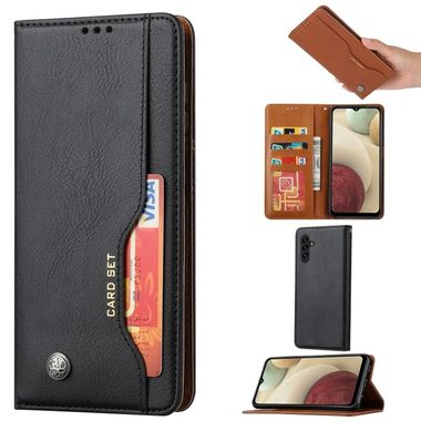 Peňaženkové kožené puzdro KNEAD na Samsung Galaxy A34 5G – Čierna