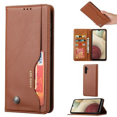 Peňaženkové kožené puzdro KNEAD na Samsung Galaxy A34 5G – Hnedá