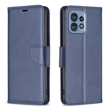 Peňaženkové kožené puzdro Lambskin na Motorola Edge 40 Pro - Modrá