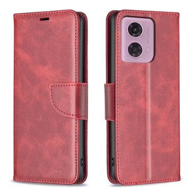 Peňaženkové kožené puzdro Lambskin na Motorola Moto G34 5G - Červená