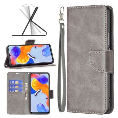 Peňaženkové kožené puzdro LAMBSKIN na Xiaomi Redmi Note 11 Pro - Šedá