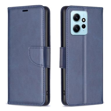 Peňaženkové kožené puzdro Lambskin na Xiaomi Redmi Note 12 4G - Modrá