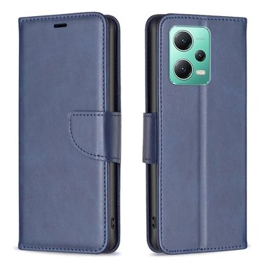 Peňaženkové kožené puzdro LAMBSKIN na Xiaomi Redmi Note 12 5G – Modrá