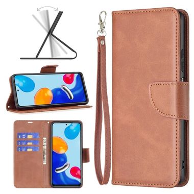 Peňaženkové kožené puzdro Lambskin na Xiaomi Redmi Note 12S - Hnedá