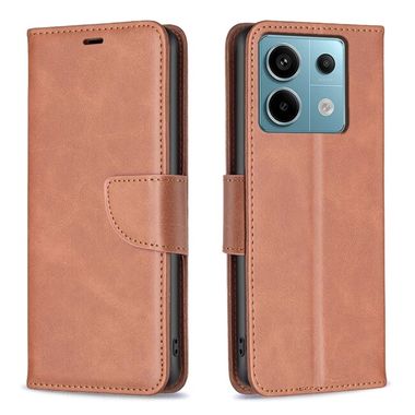 Peňaženkové kožené puzdro Lambskin na Xiaomi Redmi Note 13 Pro 4G - Hnedá