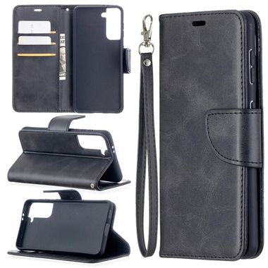 Peňaženkové kožené puzdro LAMBSKIN na Samsung Galaxy S21 5G - Čierna