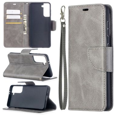 Peňaženkové kožené puzdro LAMBSKIN na Samsung Galaxy S21 5G - Sivá