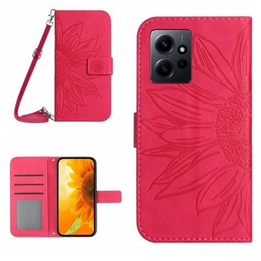 Peňaženkové kožené puzdro LANYARD na Xiaomi Redmi Note 12 5G – Ružovočervená