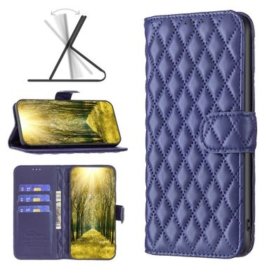 Peňaženkové kožené puzdro LATTICE na Samsung Galaxy A03 – Modrá