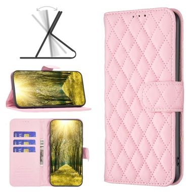 Peňaženkové kožené puzdro LATTICE na Samsung Galaxy A03 – Ružová