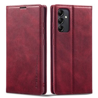 Peňaženkové kožené puzdro LC.IMEEKE na Samsung Galaxy A14 4G/5G – Červená