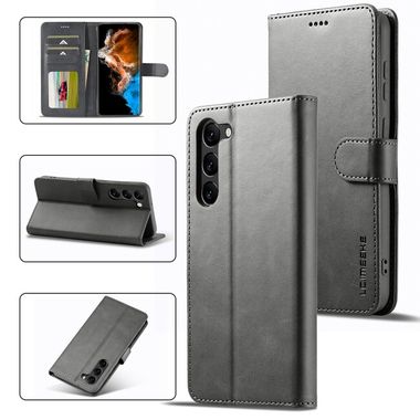 Peňaženkové kožené puzdro LC.IMEEKE na Samsung Galaxy S24 Plus 5G - Sivá