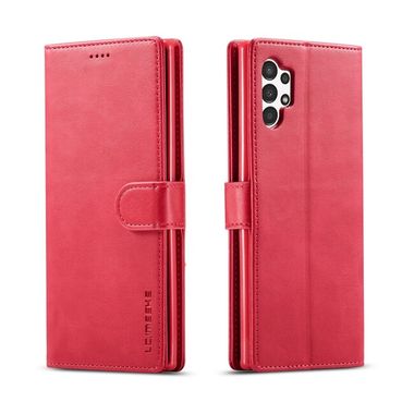 Peňaženkové kožené puzdro LC.IMEEKE na Samsung Galaxy A04s – Červená