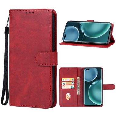 Peňaženkové kožené puzdro Leather na Honor Magic5 Pro - Červená