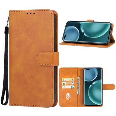 Peňaženkové kožené puzdro Leather na Honor Magic5 Pro - Hnedá