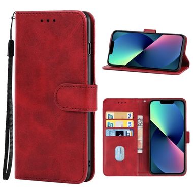 Peňaženkové kožené puzdro LEATHER na iPhone 14 – Červená