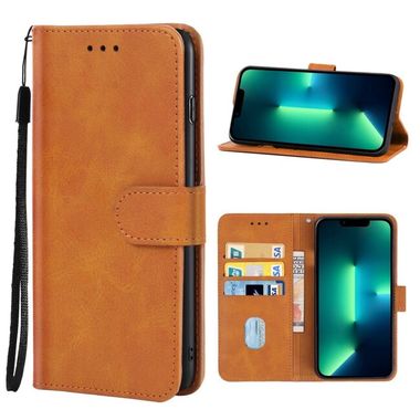 Peňaženkové kožené puzdro LEATHER na iPhone 14 Plus - Hnedá