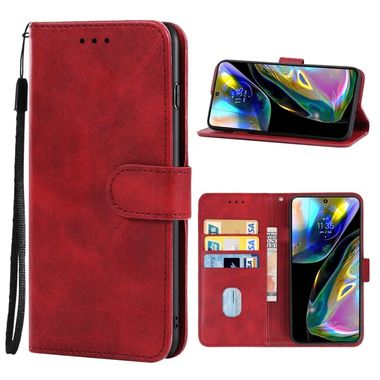 Peňaženkové kožené puzdro LEATHER na Motorola Moto G82 5G – Červená