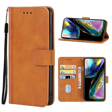 Peňaženkové kožené puzdro LEATHER na Motorola Moto G82 5G – Hnedá
