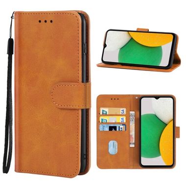 Peňaženkové kožené puzdro LEATHER na Samsung Galaxy A03 – Hnedá