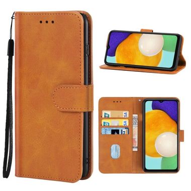 Peňaženkové kožené puzdro LEATHER na Samsung Galaxy A04s – Hnedá