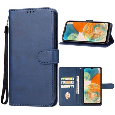 Peňaženkové kožené puzdro Leather na Samsung Galaxy A24 - Modrá