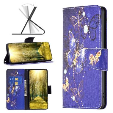 Peňaženkové kožené puzdro LEATHER na Xiaomi 12 Lite – Fialový motýľ