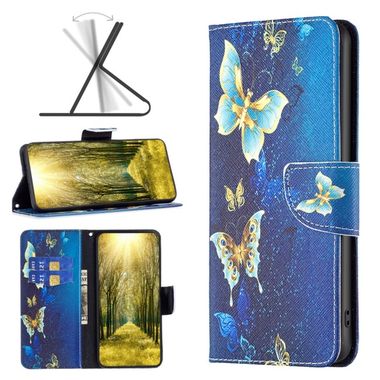 Peňaženkové kožené puzdro LEATHER na Xiaomi 12 Lite – Zlatý motýľ