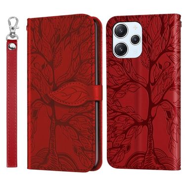Peňaženkové kožené puzdro Life of Tree na Xiaomi Redmi 12 - Červená