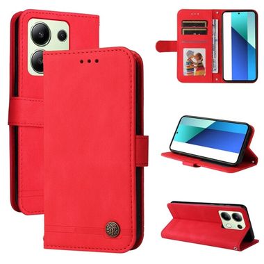 Peňaženkové kožené puzdro Life Tree na Xiaomi Redmi Note 13 4G - Červená