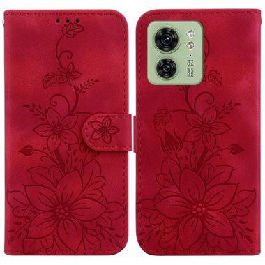 Peňaženkové kožené puzdro Lily na Motorola Edge 40 - Červená