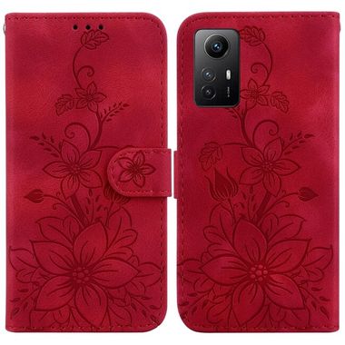 Peňaženkové kožené puzdro Lily na Xiaomi Redmi Note 12S - Červená